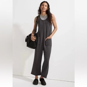 Madewell Dark Charcoal Sleeveless Wide-Leg Jumpsuit